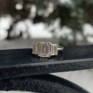 Moissanite Emerald Cut Three Stone Ring 2.75 ctw